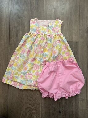 Savannah Baby Floral Dress With Pink Bloomers- Size: 6-9 months